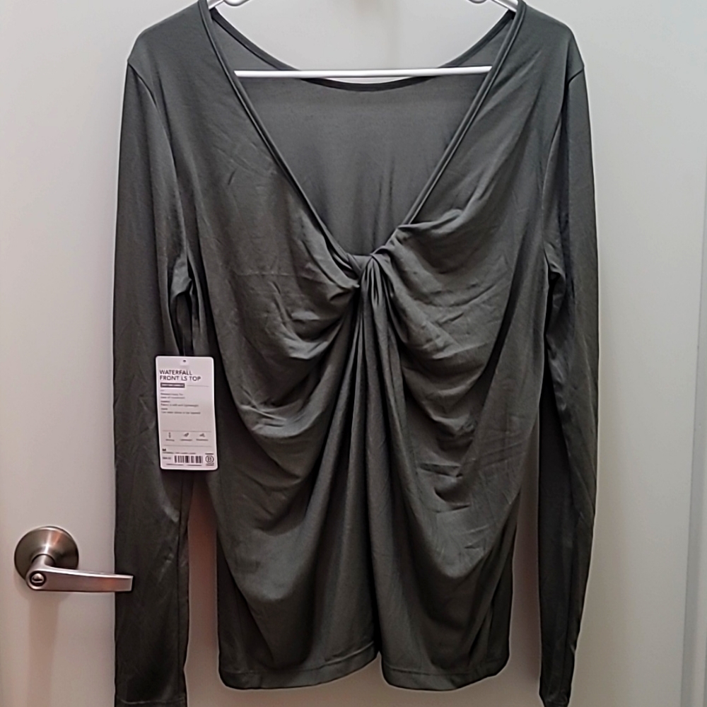 Athleta Waterfall front Top Olive Green M